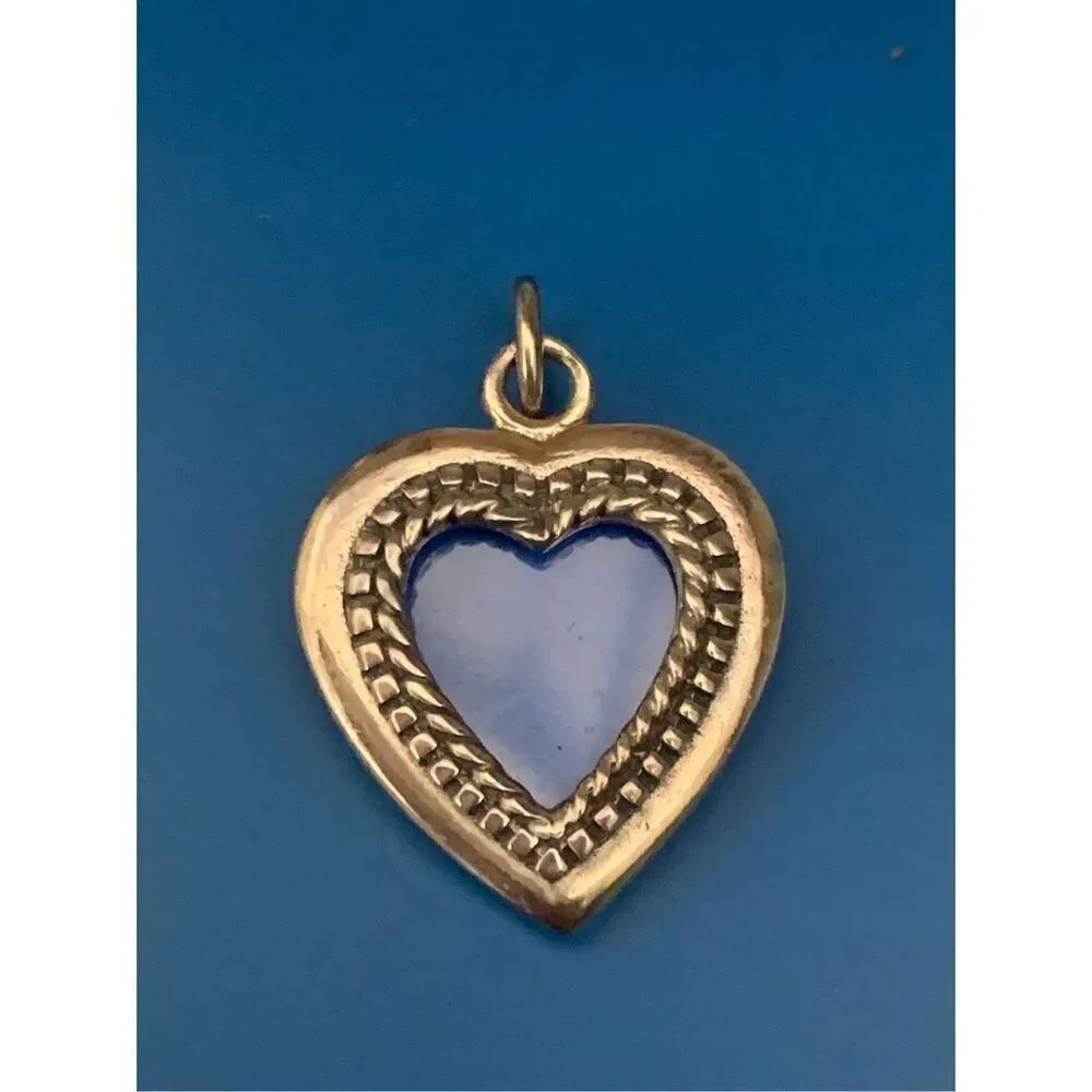 .925 Heart Picture Keepsake Frame Vintage Sterling Silver Jewelry Charm #love
